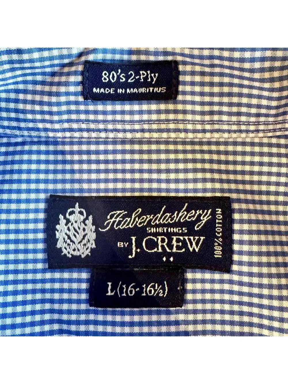 J. Crew blue gingham shirt long sleeve button up 80s size L
